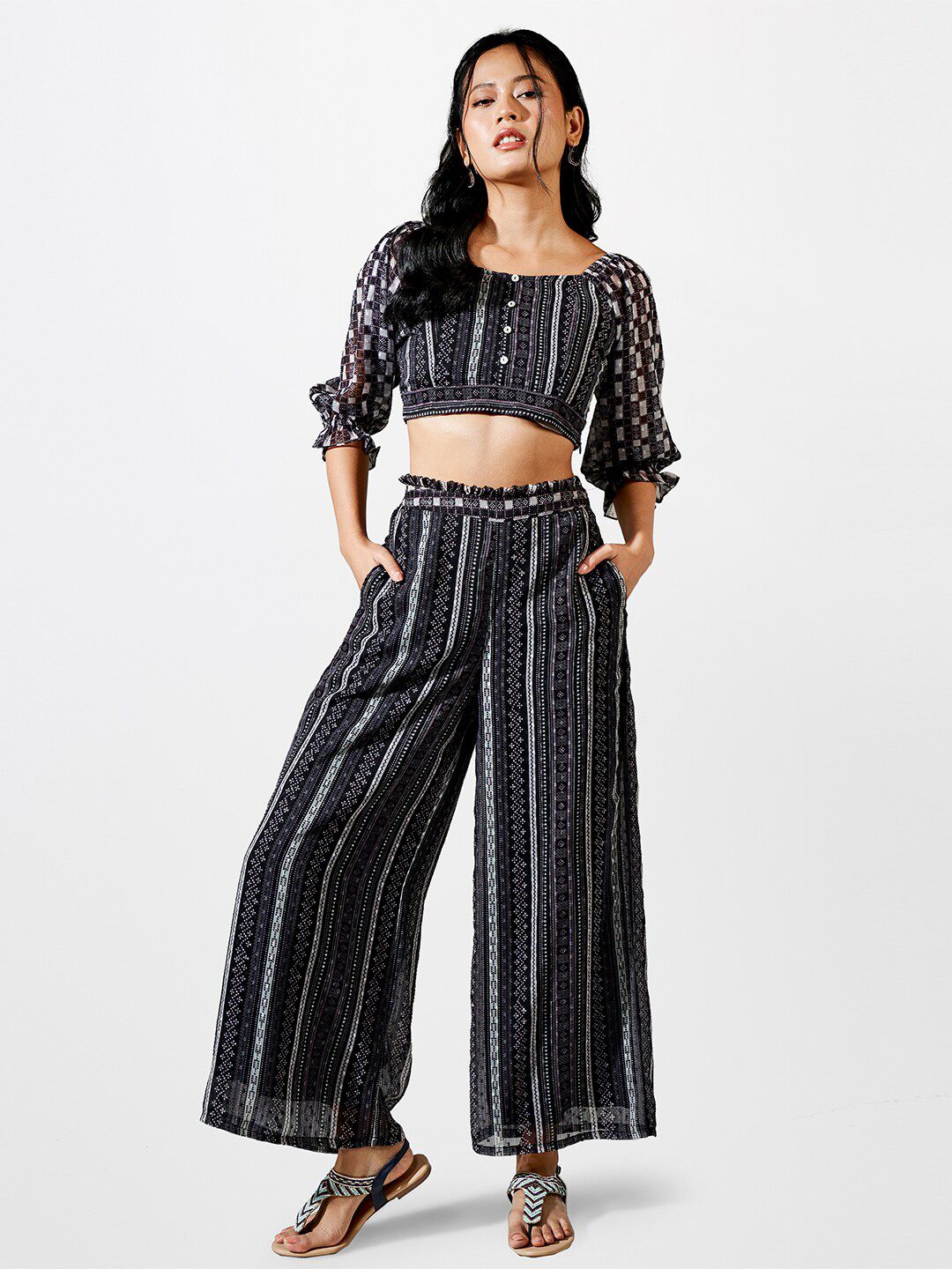 Global Desi Printed Top With Trousers