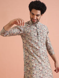 KISAH Mandarin Collar Ethnic Motifs Printed Regular Straight Kurta