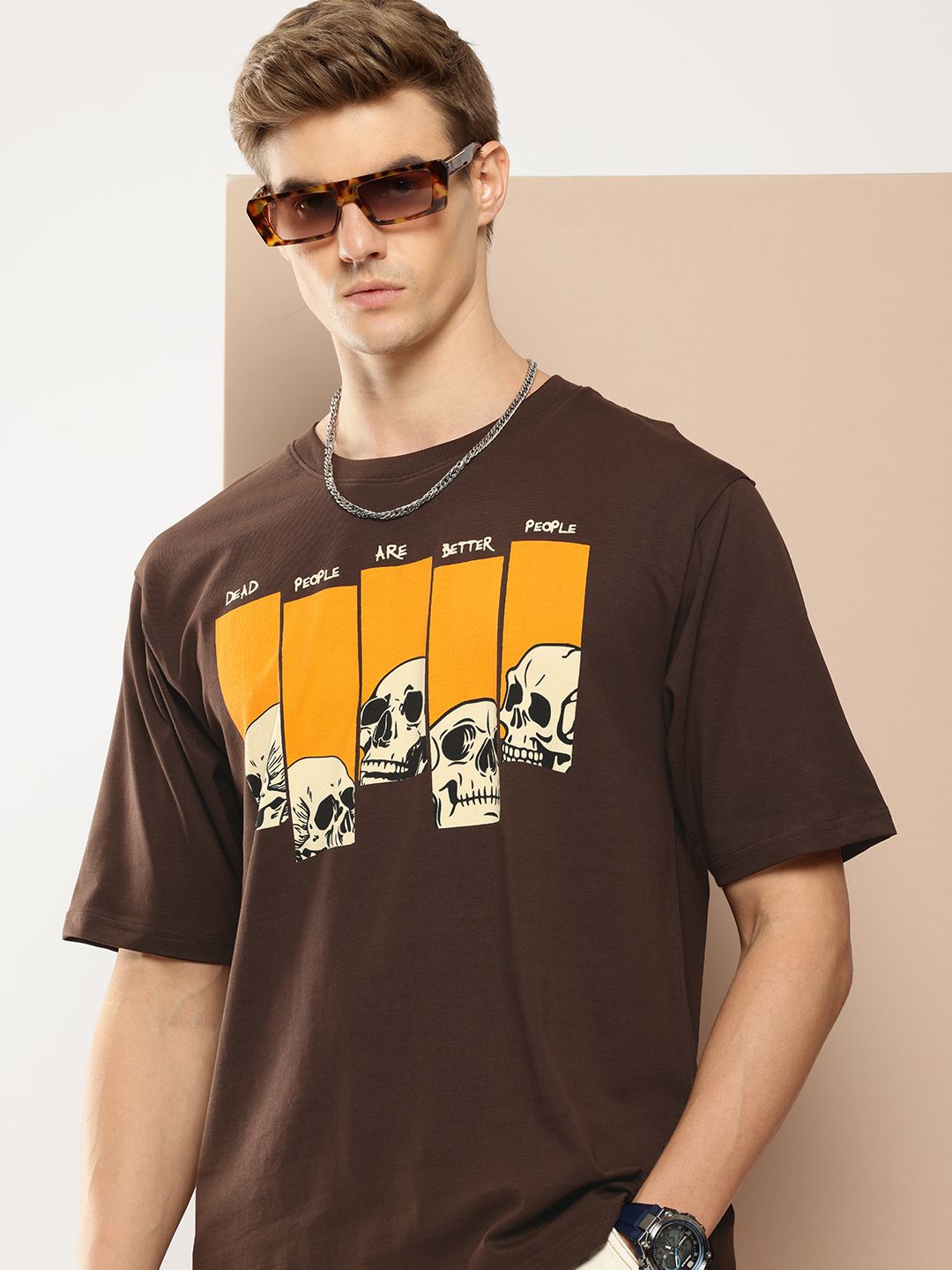 Difference of Opinion Printed Drop-Shoulder Sleeves Oversized Pure Cotton T-shirt