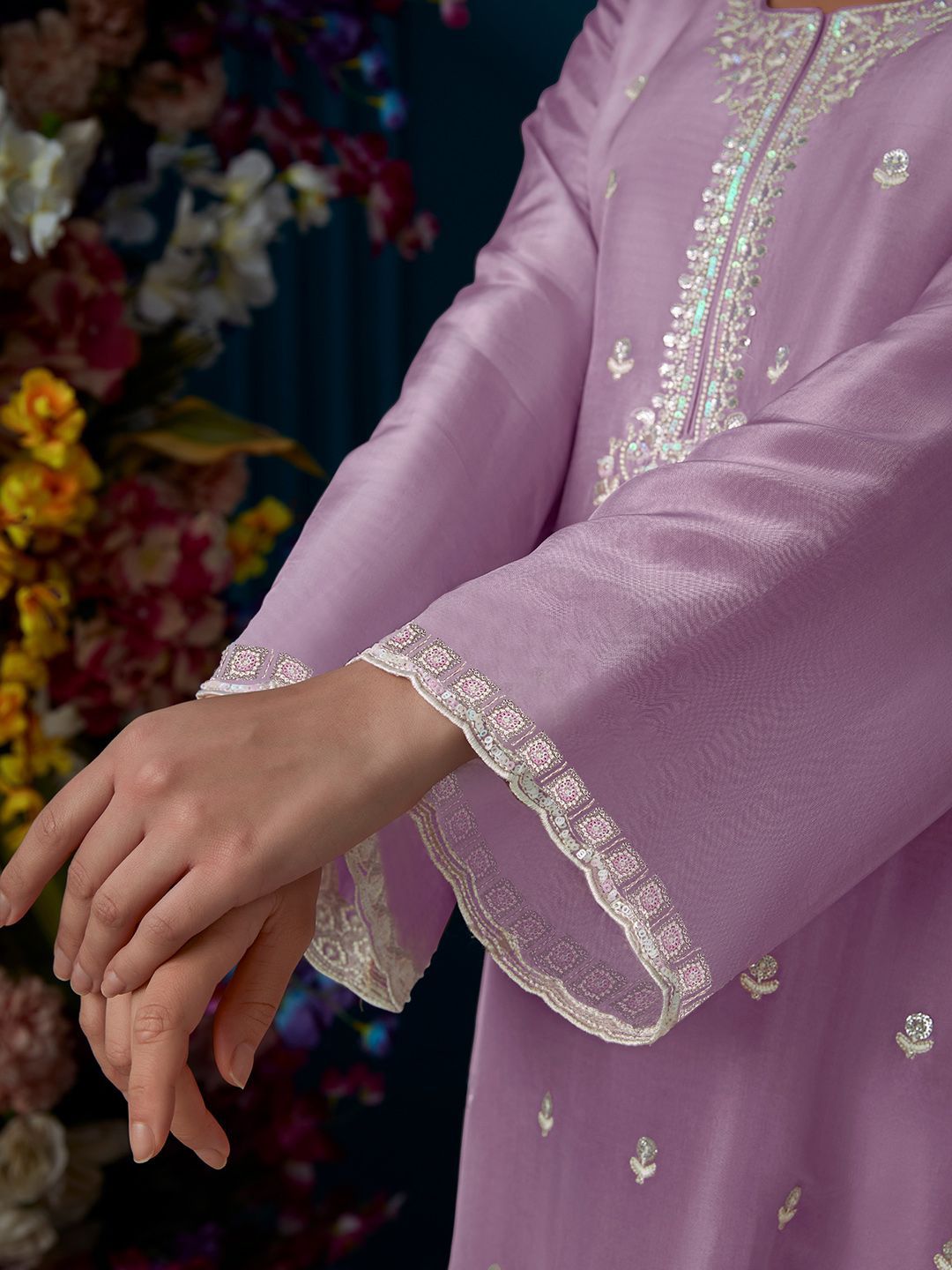 Indo Era Ethnic Motifs Embroidered Regular Beads And Stones Kurta With Trousers & Dupatta