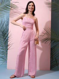 Tokyo Talkies Pink Crop Top & Mid-Rise Trouser