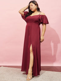 Berrylush Curve Cold Shoulder A-line Maxi Dress