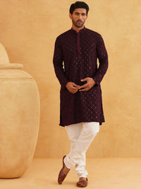 SOJANYA Geometric Embroidered Regular Sequinned Pure Cotton Kurta With Churidar