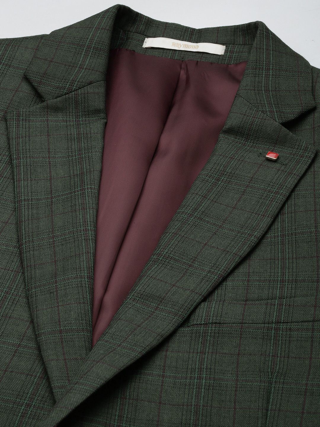 Raymond Contemporary Fit Checked Notched Lapel Single-Breasted 2 Piece Formal Suits