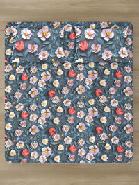 Moda Rapido X KLOTTHE Blue & Pink Floral 400 TC King Bedsheet with 2 Pillow Covers