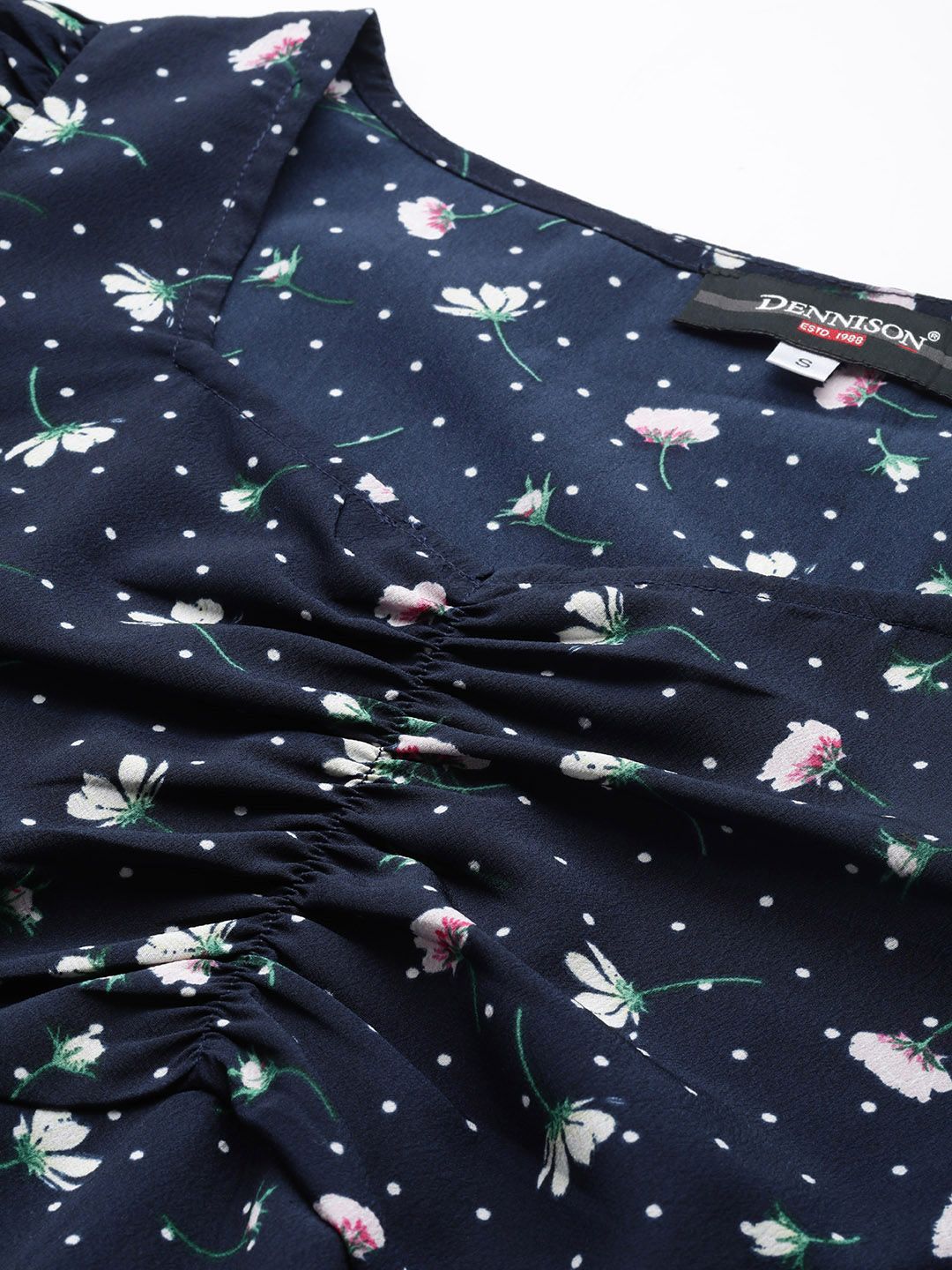 DENNISON Floral Printed Crepe A-Line Dress