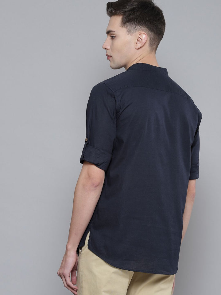 Dennison Men Navy Blue Comfort Fit kurta