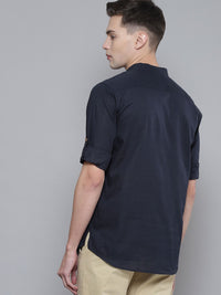 Dennison Men Navy Blue Comfort Fit kurta