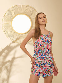 Berrylush Floral Printed Shoulder Straps Playsuit
