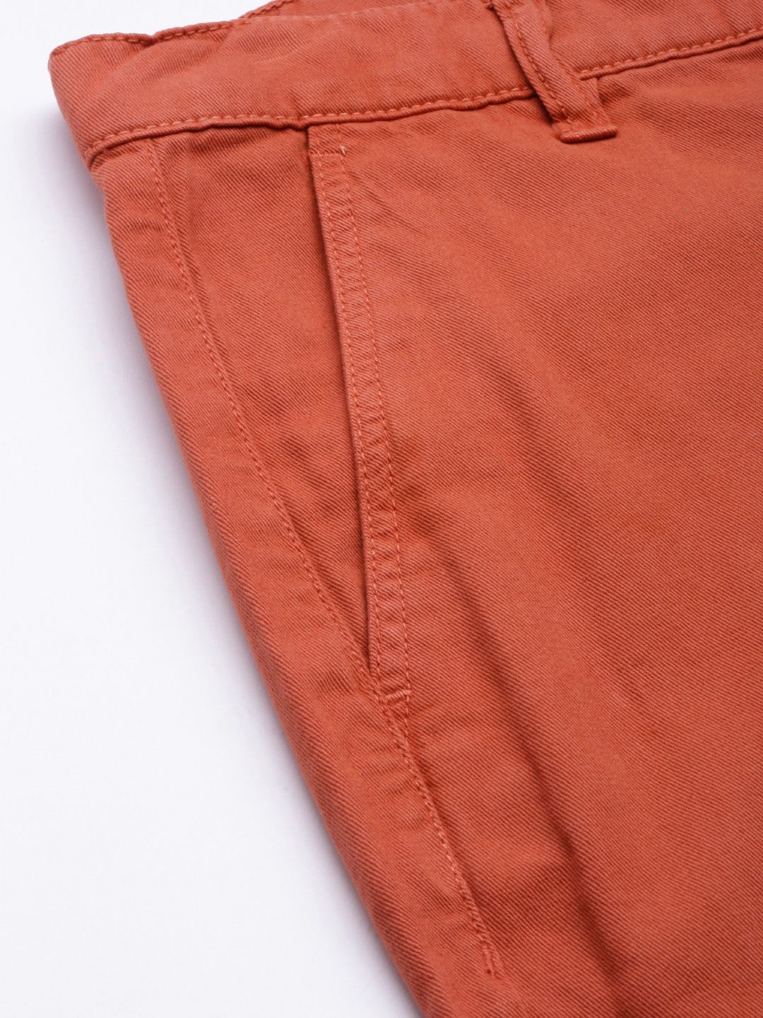 The Indian Garage Co Men Rust Slim Fit Cotton Chino Shorts