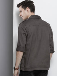 The Indian Garage Co Pure Cotton Slim Fit Double Flap Pocket Casual Shirt