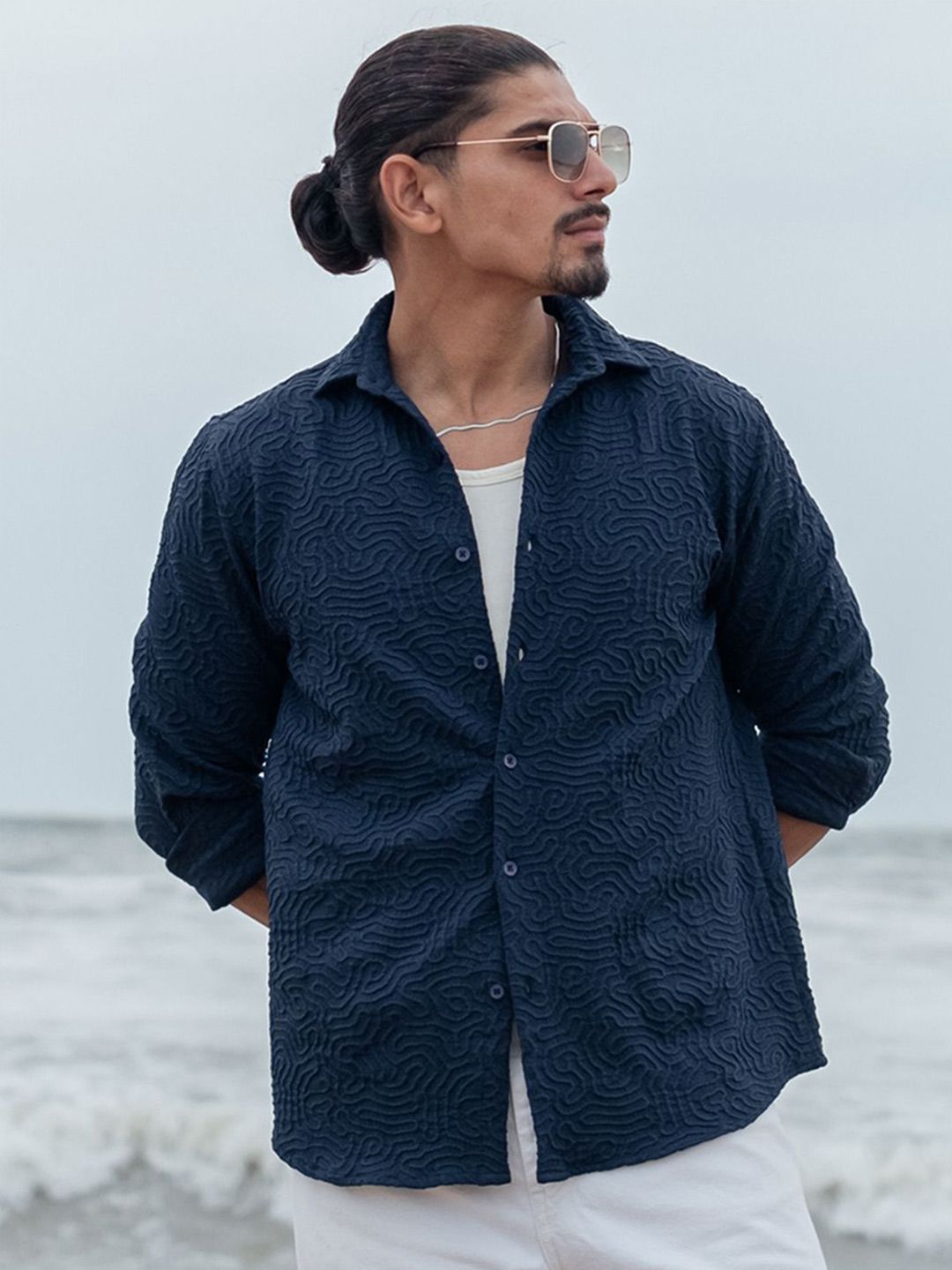 Powerlook Men Opaque Self Design Casual Shirt