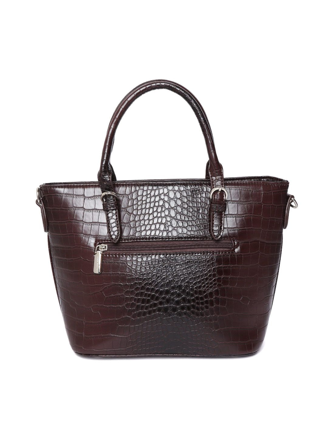 Lino Perros Coffee Brown Croc Textured Handheld Bag