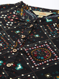 Anouk Women Black Ethnic Motifs Printed Kurta with Palazzos & With Dupatta