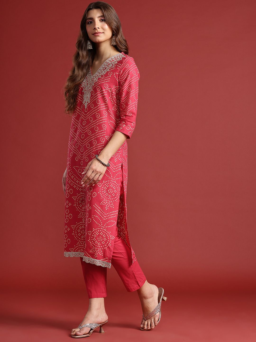 Anouk Ethnic Motifs Printed Pure Cotton Kurta with Trousers & Dupatta