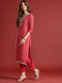 Anouk Ethnic Motifs Printed Pure Cotton Kurta with Trousers & Dupatta