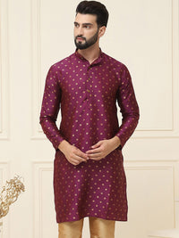 SOJANYA Men Maroon Woven Design Kurta Lurus