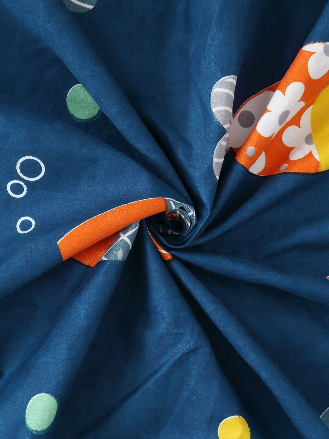 KLOTTHE Navy Blue Cartoon Fitted 300 TC King Fine Bedsheet with 2 Pillow Covers-250X225 cm