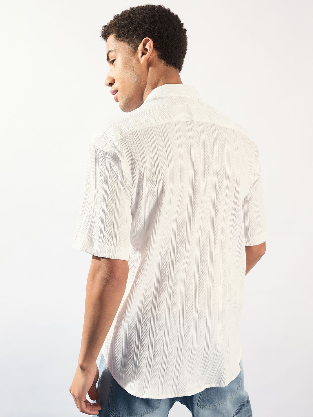 DENNISON Self Design Oversized Casual Shirt