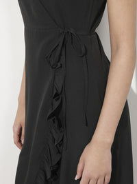 DressBerry Twirl-Worthy Ruffled Wrap Midi Dress