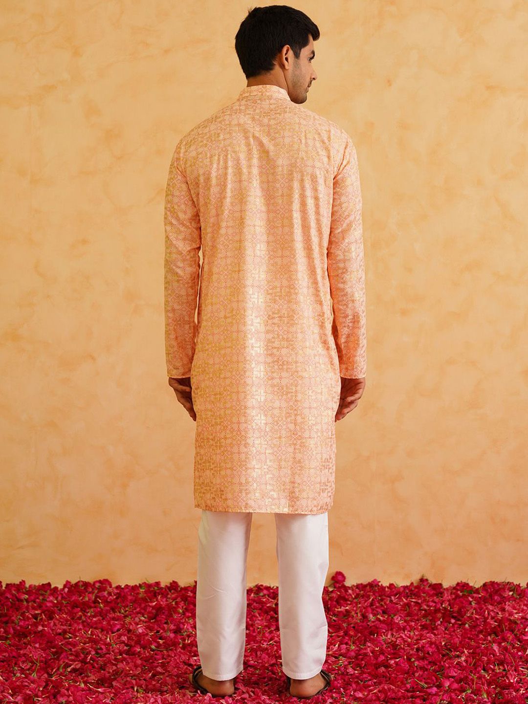SOJANYA Motif Etnik Printed Mandarin Collar Lengan Panjang Pure Cotton Straight Kurta