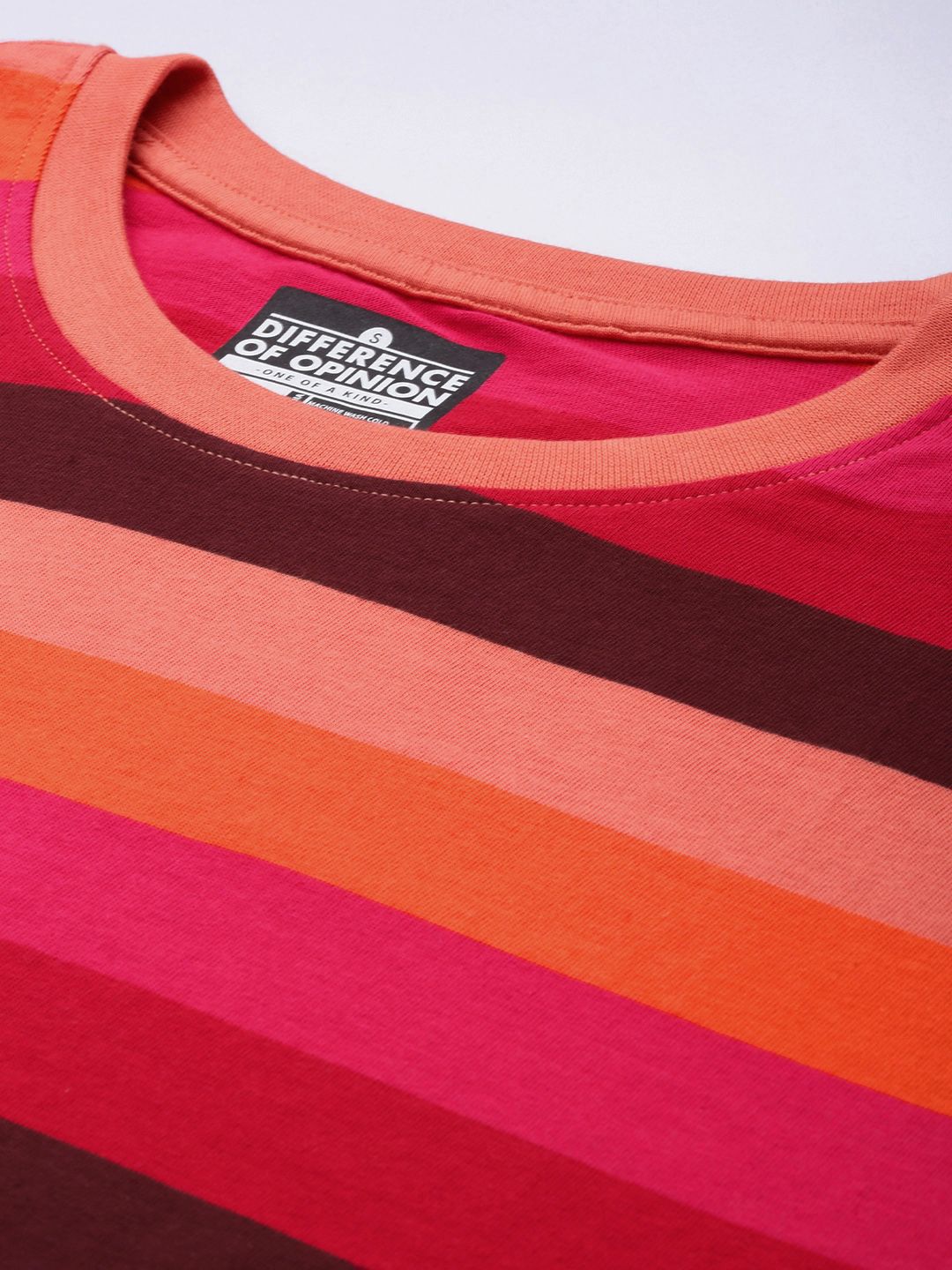 Perbezaan Pendapat T-shirt Kapas Tulen Bersaiz Besar Bergaris