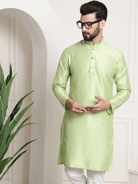 SOJANYA Striped Band Collar Long Sleeves Straight Kurta