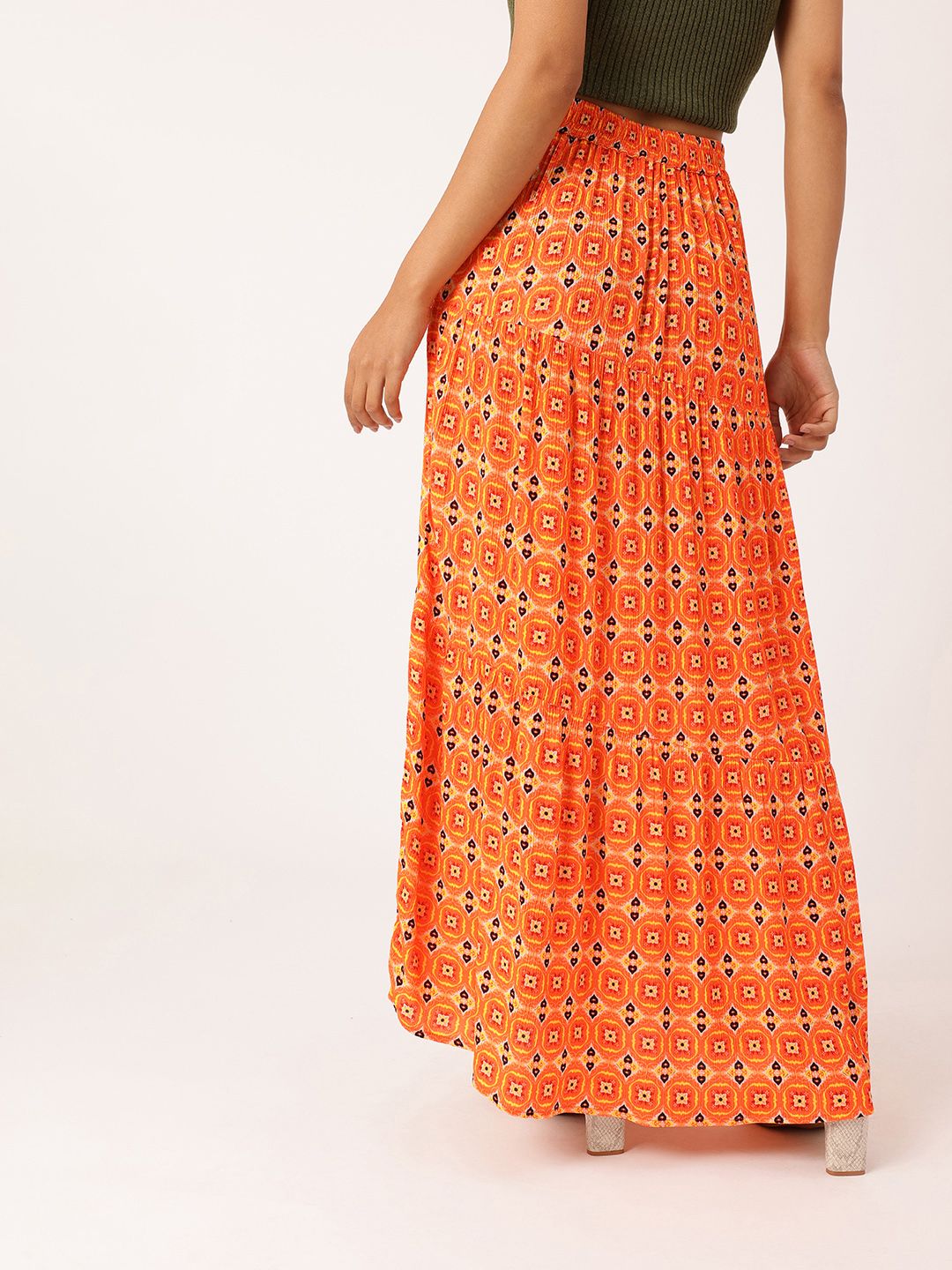 DressBerry Women Heritage Printed Maxi Tiered Skirt