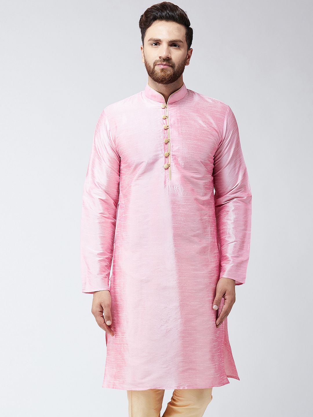 SOJANYA Men Pink Solid Kurta Lurus