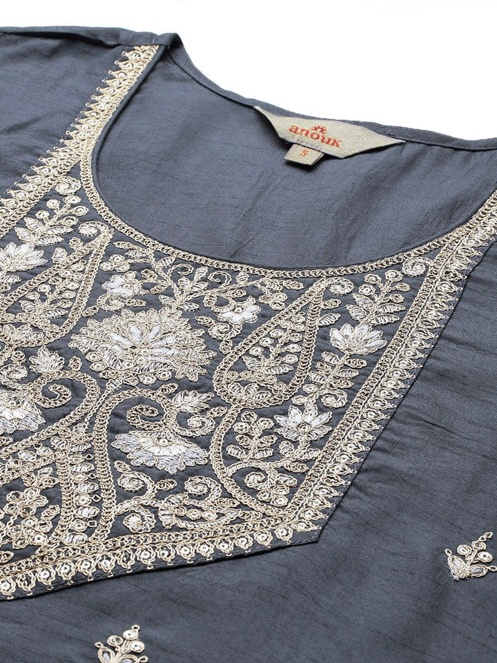 Anouk Tyohaar Ethnic Motifs Woven Sequinned Kurta with Trousers & Dupatta
