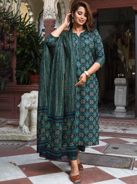 KALINI Women Printed Regular Kurta with Trousers & With Dupatta