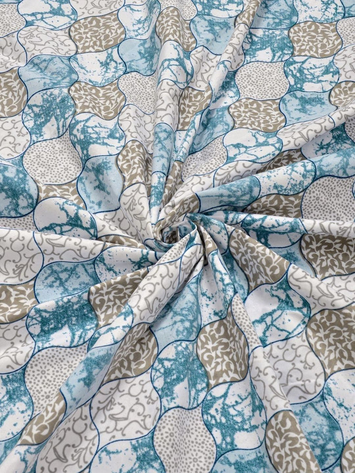 Moda Rapido X KLOTTHE Blue & White Floral 300 TC King Bedsheet with 2 Pillow Covers