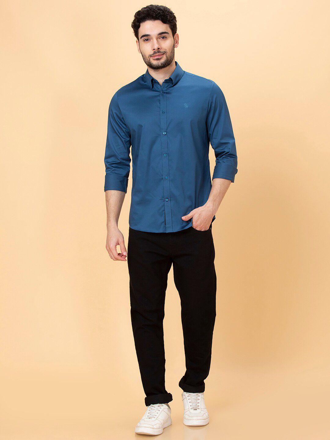 Being Human Slim Fit Spread Collar Opaque Casual Shirt
