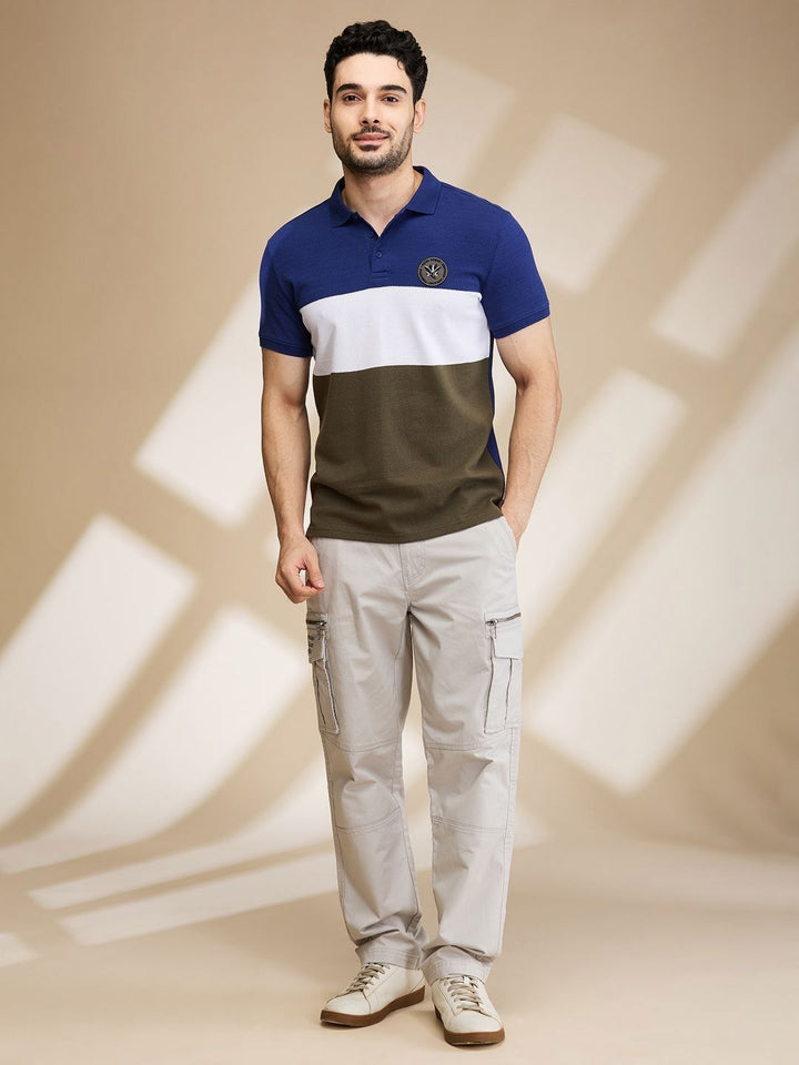 Being Human Men Colourblocked Polo Collar T-shirt
