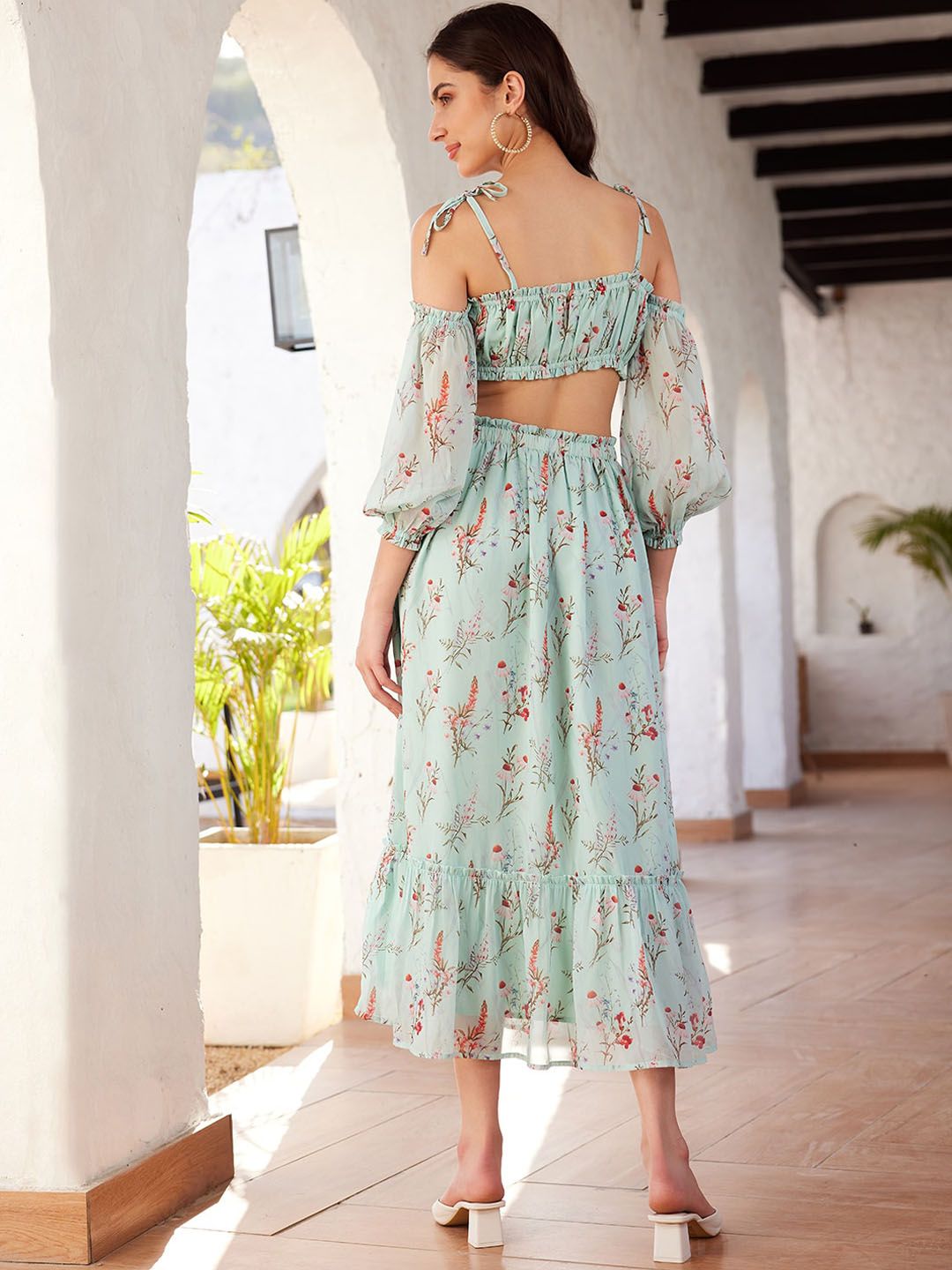 STREET 9 Green Printed Top & Skirt