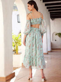 STREET 9 Green Printed Top & Skirt