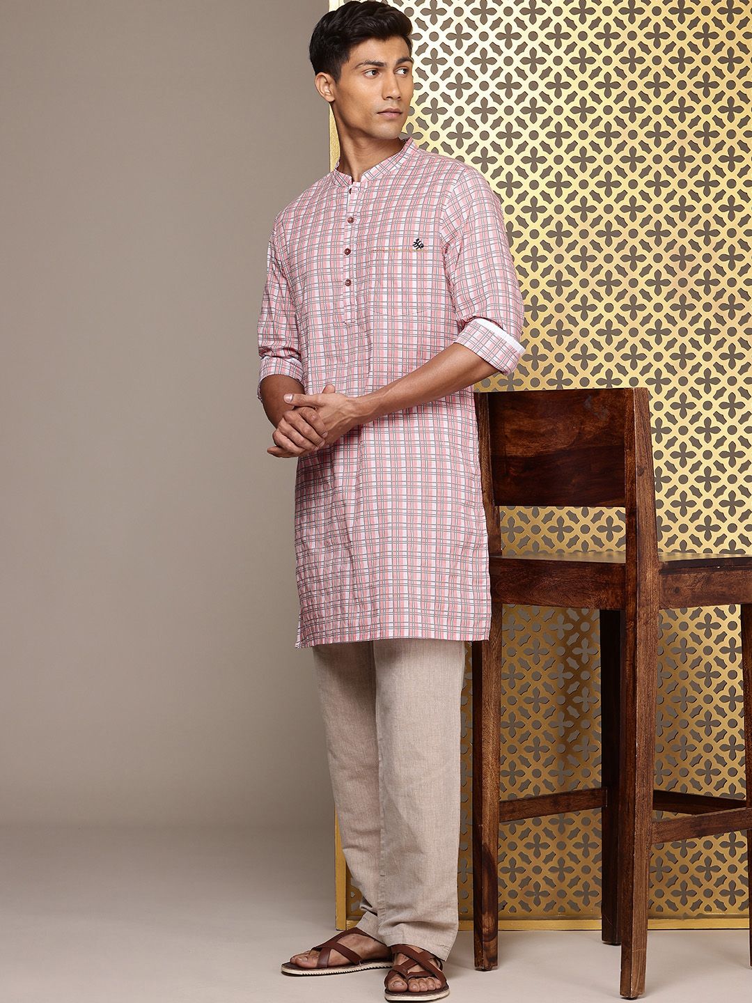 House of Pataudi  Jashn Pure Cotton Checked Kurta