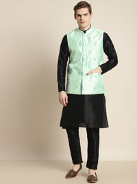 SOJANYA Kurta Solid Lelaki dengan Jaket Nehru Churidar & Cermin Kerja