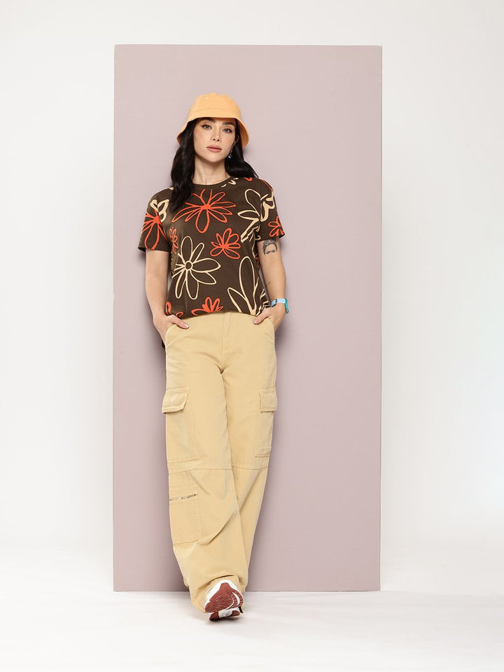 DILLINGER Floral Printed Pure Cotton Boxy T-shirt