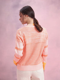 DressBerry Self Striped V-Neck Pullover