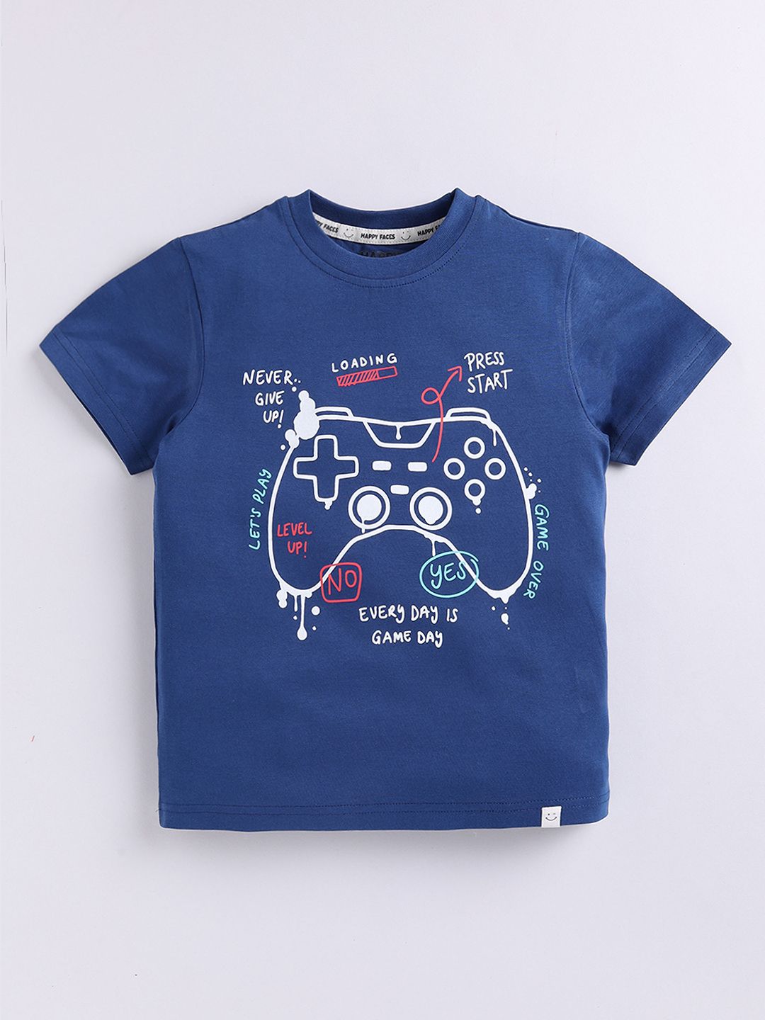 Happy Faces Boys Graphic Printed Pure Cotton T-shirt