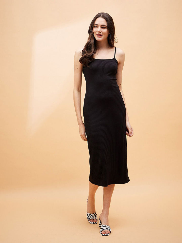 SASSAFRAS BASICS Ribbed Shoulder Straps Sheath Dress