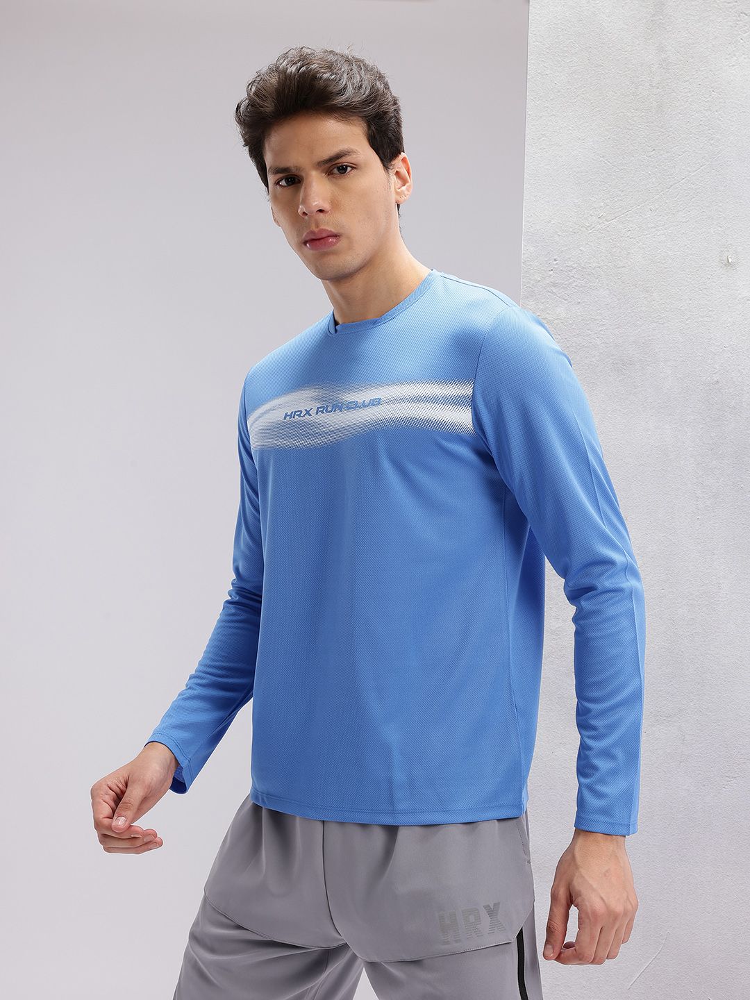 HRX by Hrithik Roshan Men Brand Logo Striped Rapid-Dry Running T-shirt