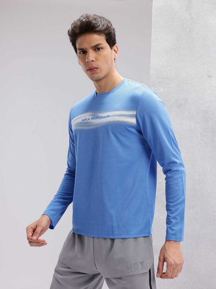 HRX by Hrithik Roshan Men Brand Logo Striped Rapid-Dry Running T-shirt