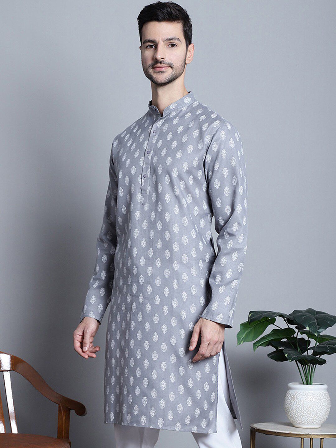 JOMPERS ETHNIC MOTIF CARTED BAND COLTER COTTA KURTA