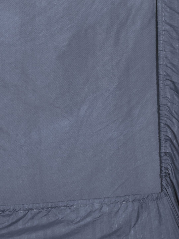 KLOTTHE Book Fold Grey Striped Cotton 300 TC Fitted King Bedsheet with 2 Pillow Covers-98 x 89 inches