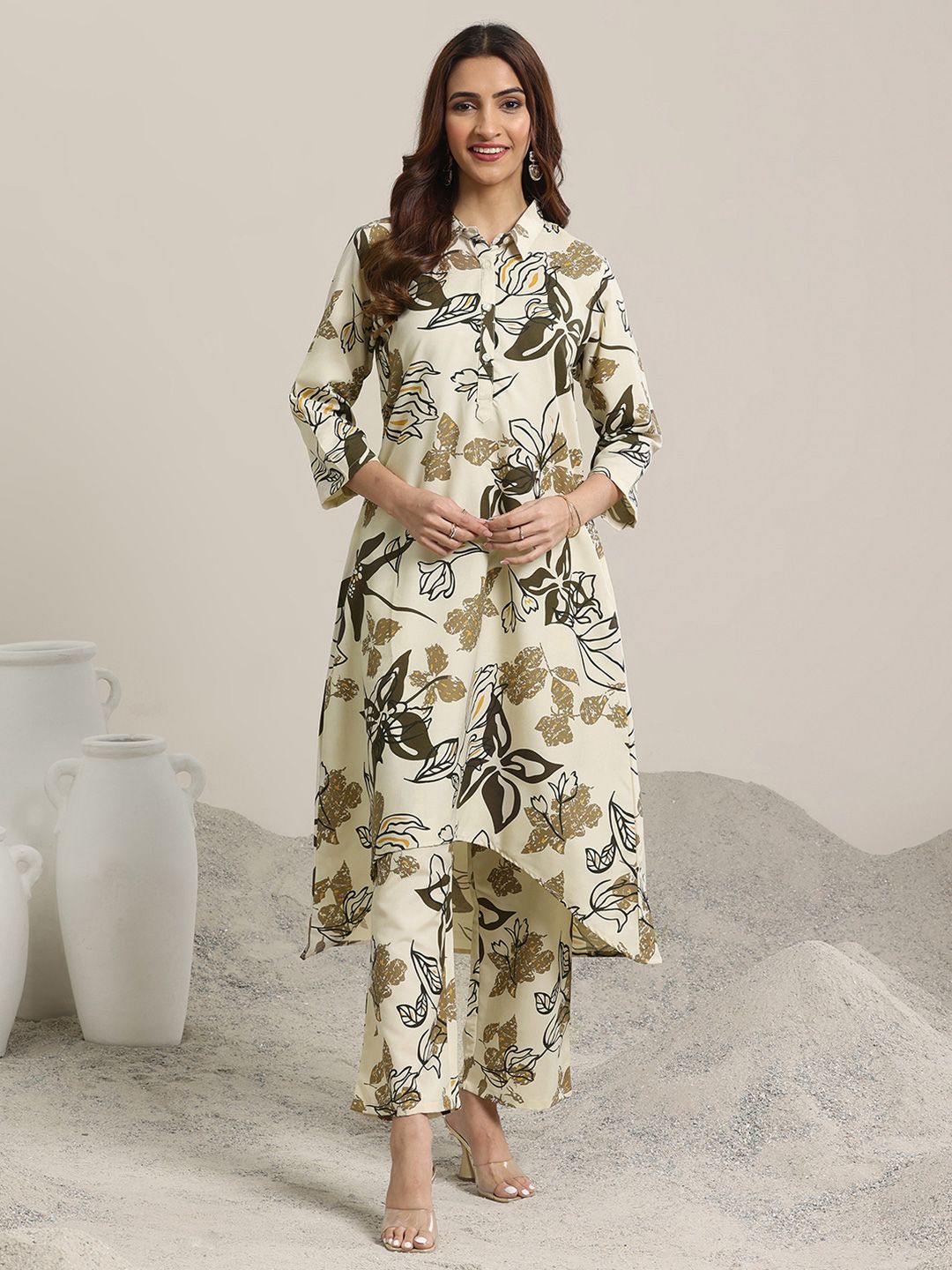 Libas Floral Printed Tunic With Palazzos Co-Ords