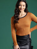 DressBerry Solid Acrylic Cropped Pullover