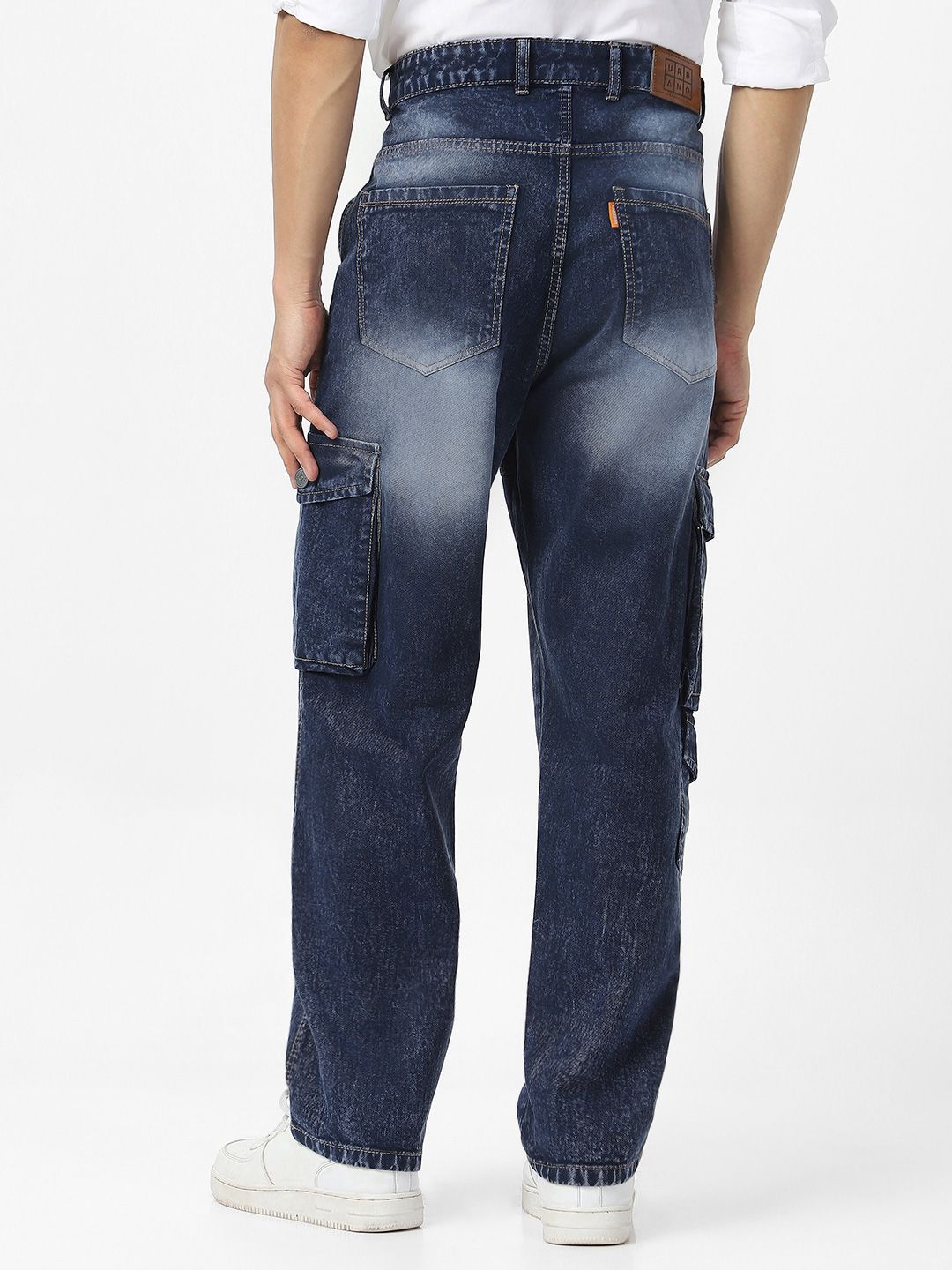 Urbano Fashion Men Loose Relaxed Fit Heavy Fade Jeans With 7 Pockets Non-Stretchable