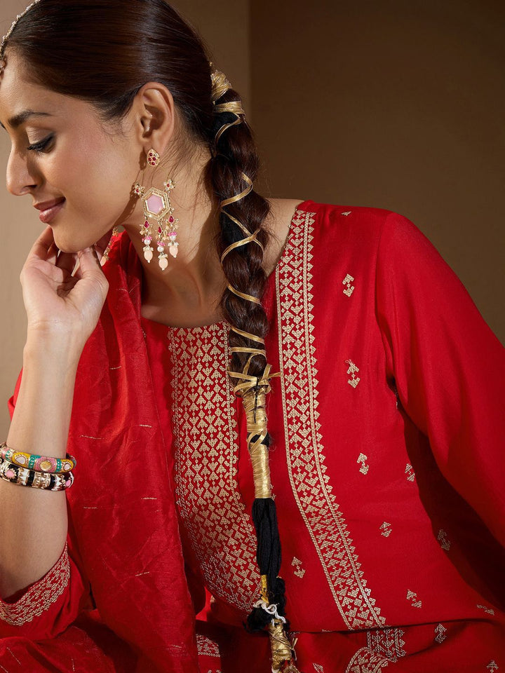 Indo Era Women Ethnic Motifs Embroidered Regular Sequinned Kurta with Trousers & With Dupatta